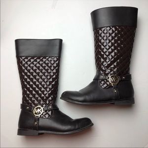 Michael Kors Sz 5 Quilted Emma Riding Boots Brown